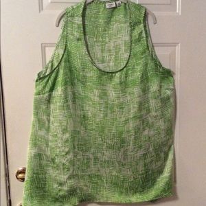 CATO WOMAN LIME GREEN/WHITE SLEEVELESS TOP 22/24W